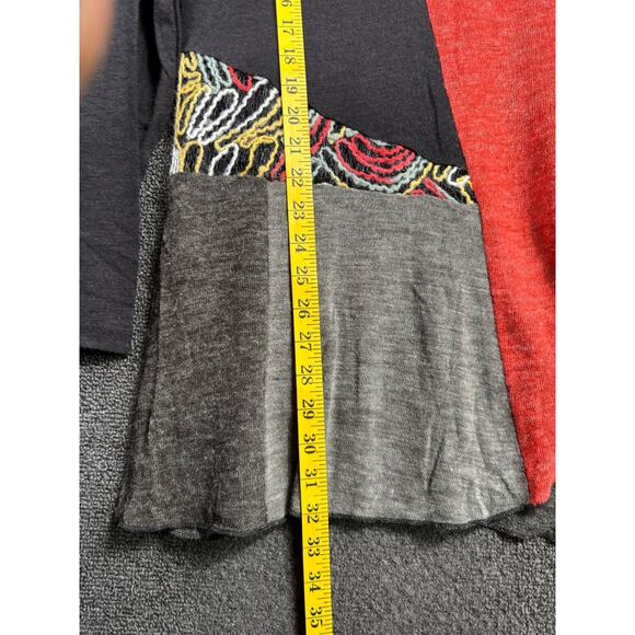 This & That Patchwork Top Womens Sz XL Black Long Sleeve Scoop Neck Boho Blouse - Picture 6 of 7